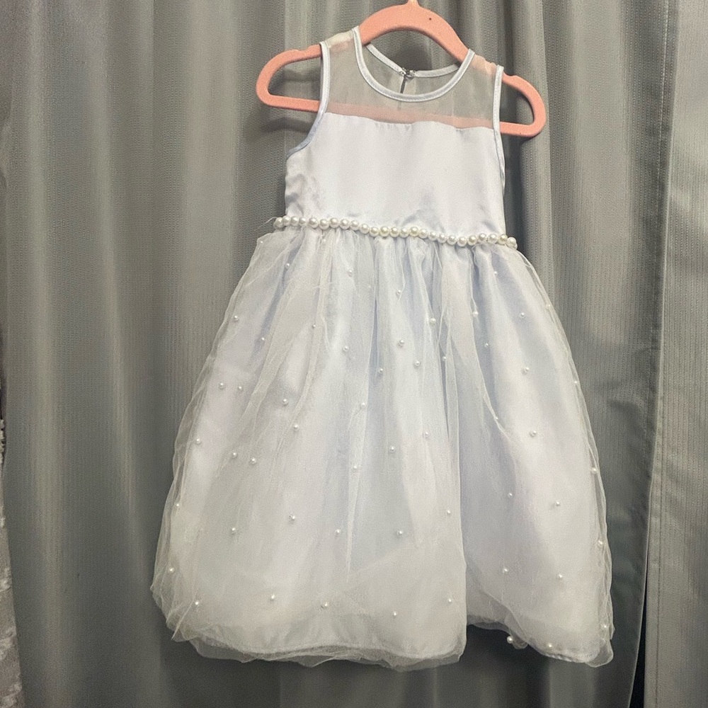Couture Princess Pearl blue Embellished Dress - Size 4 Easter wedding rack